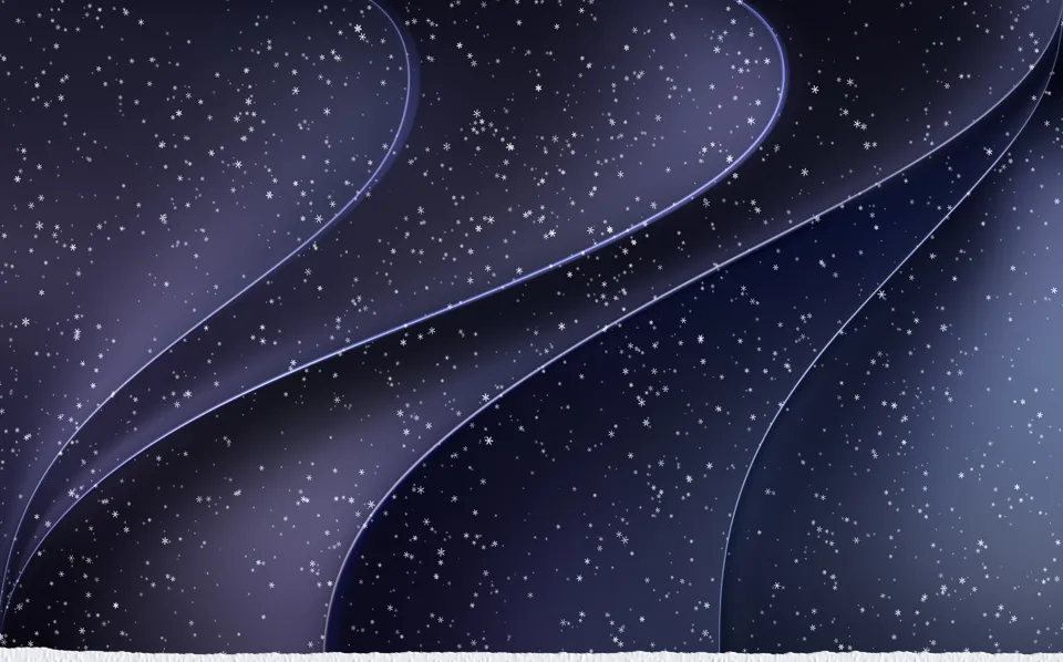 Snow falling across a Mac desktop and settling along the bottom of the screen